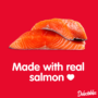 Delectables Lickable spoon cat treat is made with real salmon.