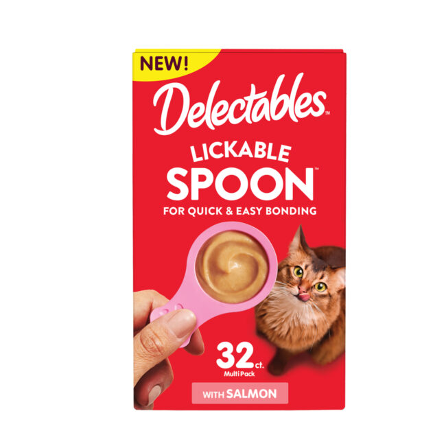 New! Delectables Lickable Spoon salmon hand held cat treat.