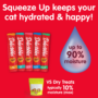 Squeeze Up keeps your cat hydrated & happy! Up to 90% moisture vs dry treats